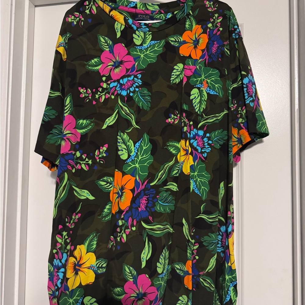 Polo by Ralph Lauren Multicolor Camo Flower Leaf Print Shirt